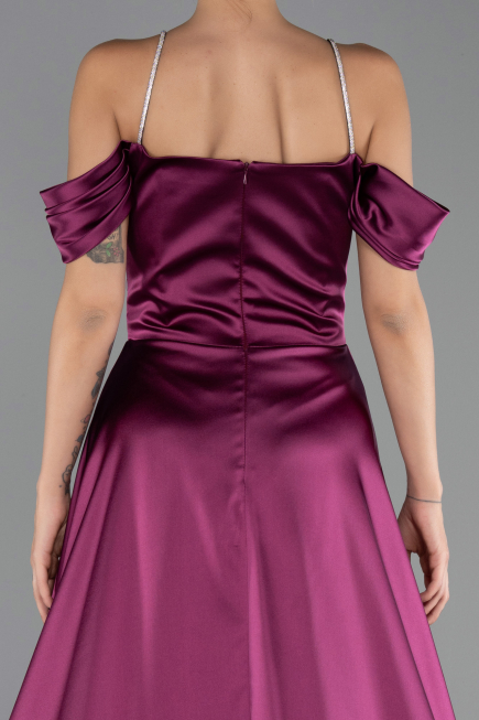 Long Plum Satin Evening Dress ABU6638
