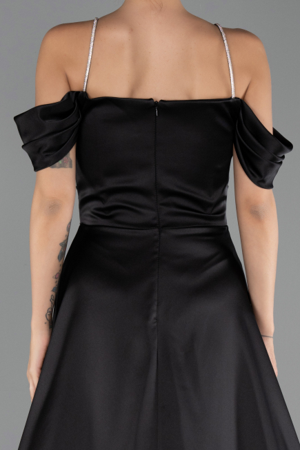 Long Black Satin Evening Dress ABU6638