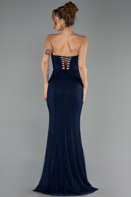 Long Navy Blue Dantelle Evening Dress ABU6639