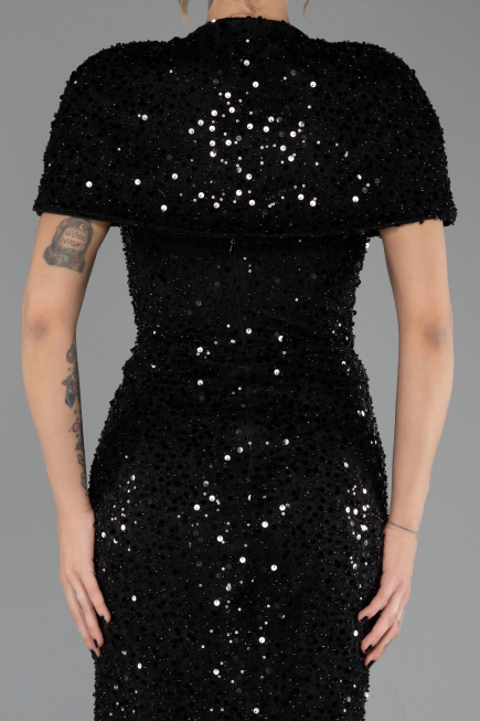 Long Black Scaly Evening Dress ABU6641