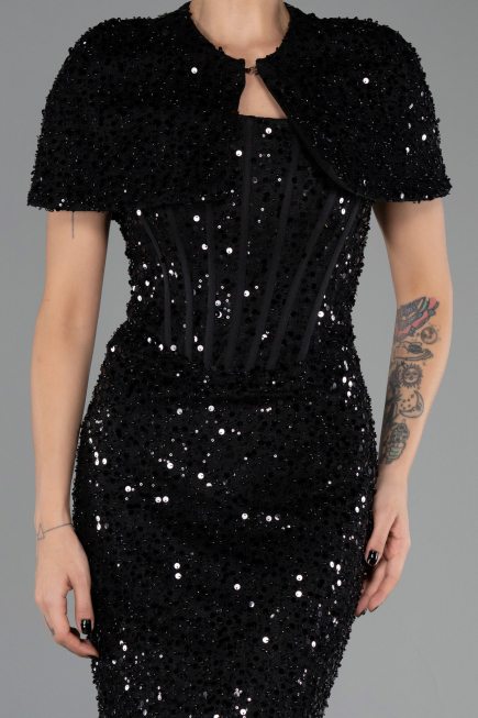 Long Black Scaly Evening Dress ABU6641
