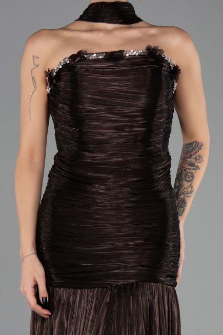Long Brown Chiffon Prom Gown ABU6643