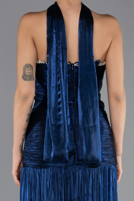 Long Navy Blue Chiffon Prom Gown ABU6643