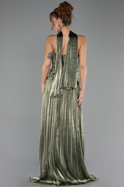 Long Olive Drab Chiffon Prom Gown ABU6644