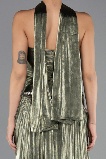 Long Olive Drab Chiffon Prom Gown ABU6644