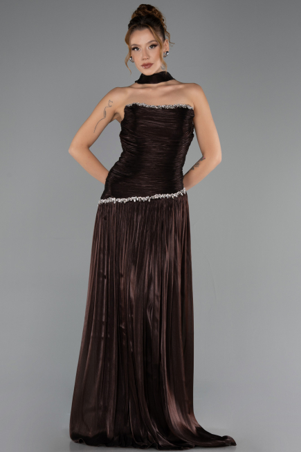 Long Brown Chiffon Prom Gown ABU6644