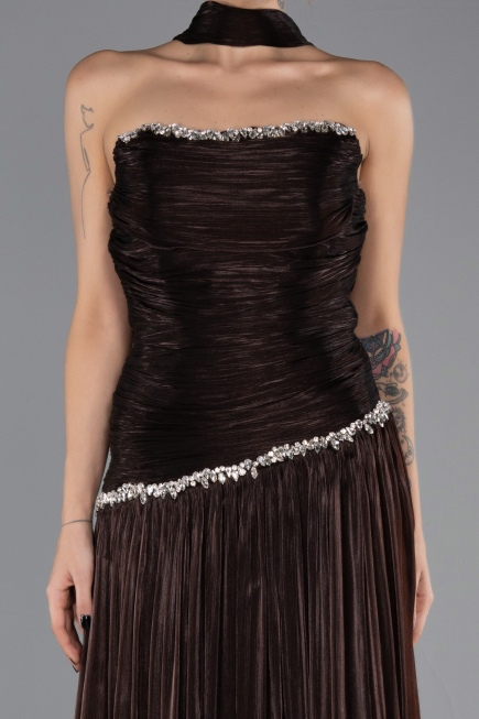 Long Brown Chiffon Prom Gown ABU6644