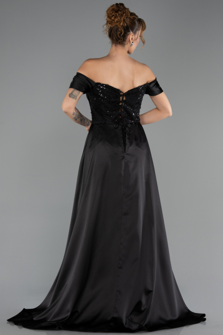 Long Black Beaded Evening Dress ABU6329