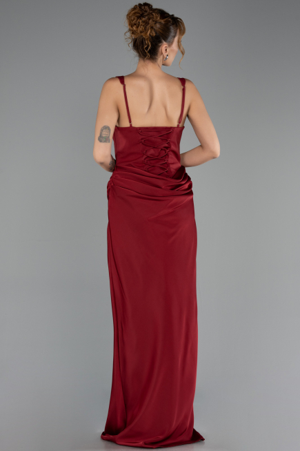 Long Burgundy Satin Evening Dress ABU6649