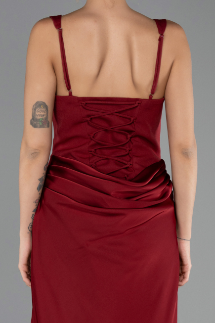 Long Burgundy Satin Evening Dress ABU6649