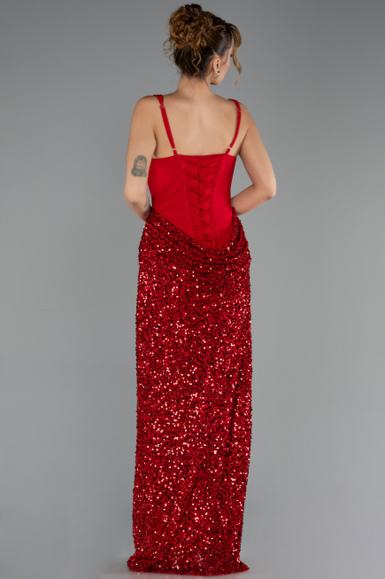 Long Red Scaly Evening Dress ABU6650