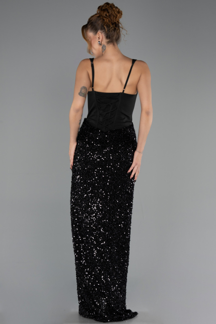 Long Black Scaly Evening Dress ABU6650