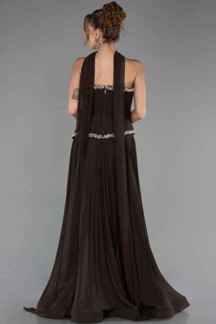 Long Brown Chiffon Evening Dress ABU6651