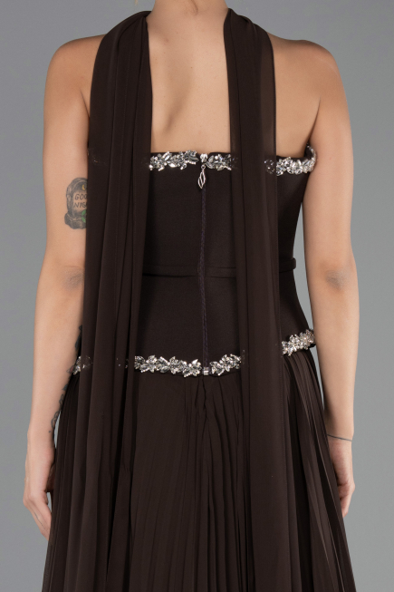 Long Brown Chiffon Evening Dress ABU6651