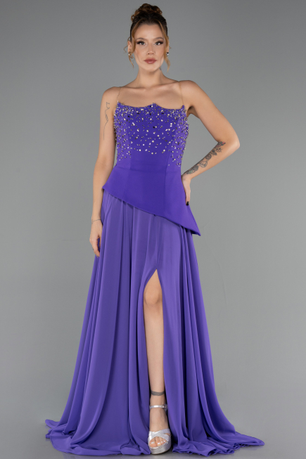 Purple Long Chiffon Evening Dress ABU6018
