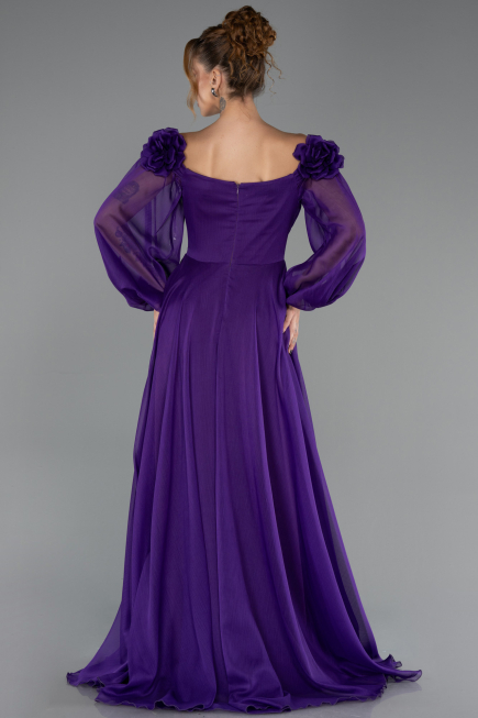 Long Purple Chiffon Evening Dress ABU6654
