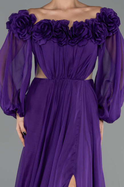 Long Purple Chiffon Evening Dress ABU6654