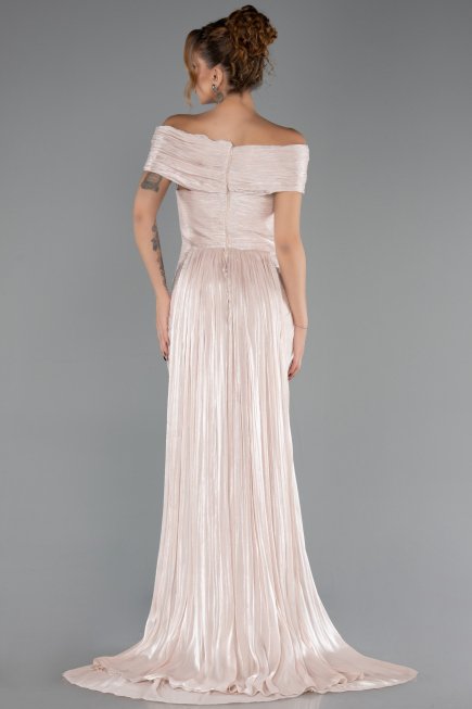 Long Beige Chiffon Prom Gown ABU6581