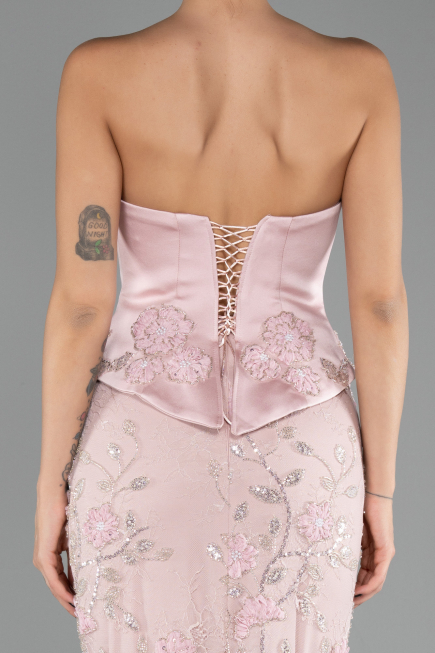 Long Powder Color Dantelle Evening Dress ABU6656