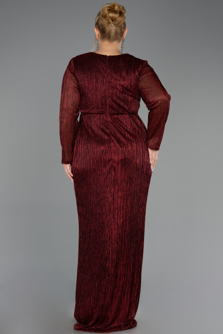 Long Burgundy Plus Size Evening Gown ABU6609