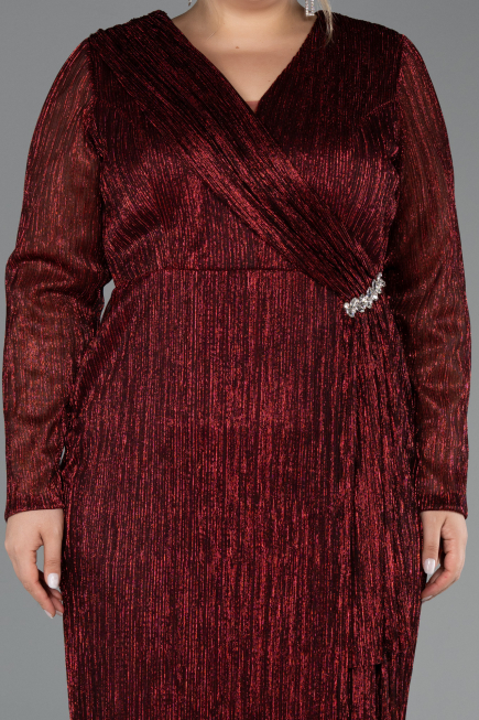 Long Burgundy Plus Size Evening Gown ABU6609