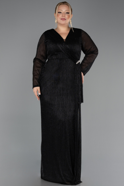 Long Black Plus Size Evening Gown ABU6609