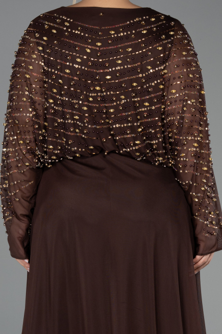 Long Brown Plus Size Evening Gown ABU6611