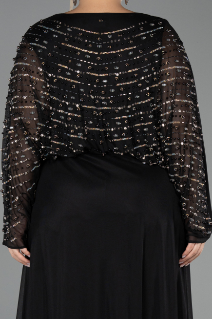 Long Black Plus Size Evening Gown ABU6611
