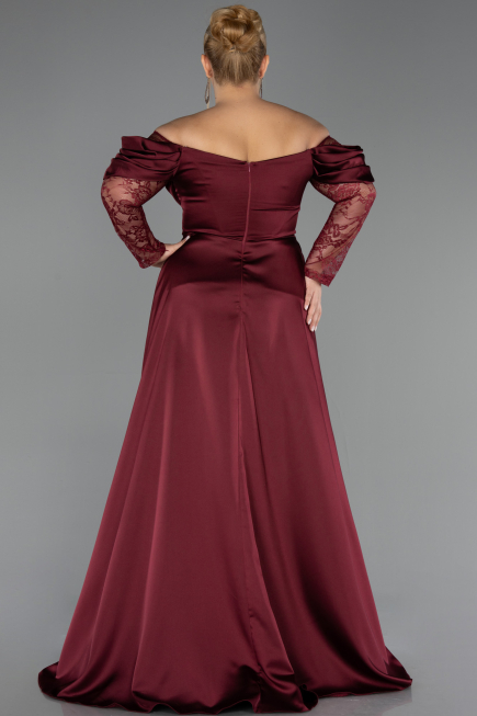Burgundy Long Satin Formal Plus Size Dress ABU5261