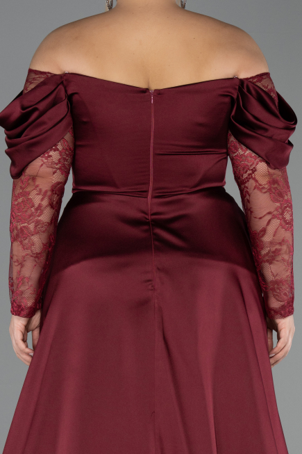 Burgundy Long Satin Formal Plus Size Dress ABU5261