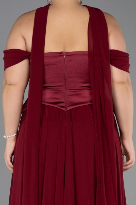 Burgundy Long Chiffon Plus Size Evening Dress ABU5551