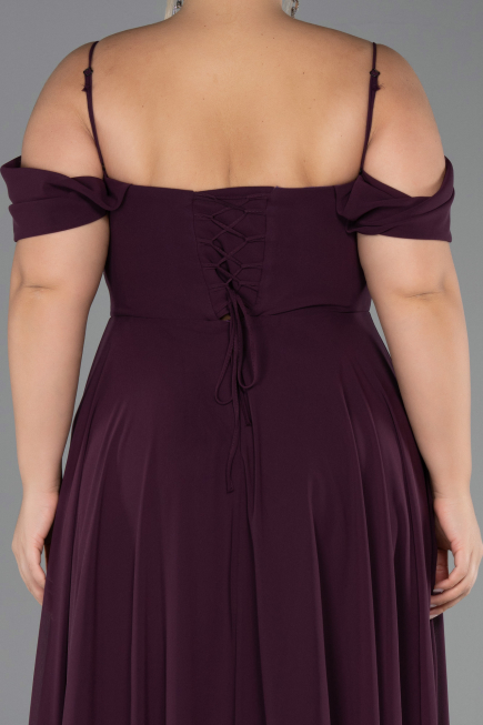 Long Purple Chiffon Plus Size Evening Gown ABU6646