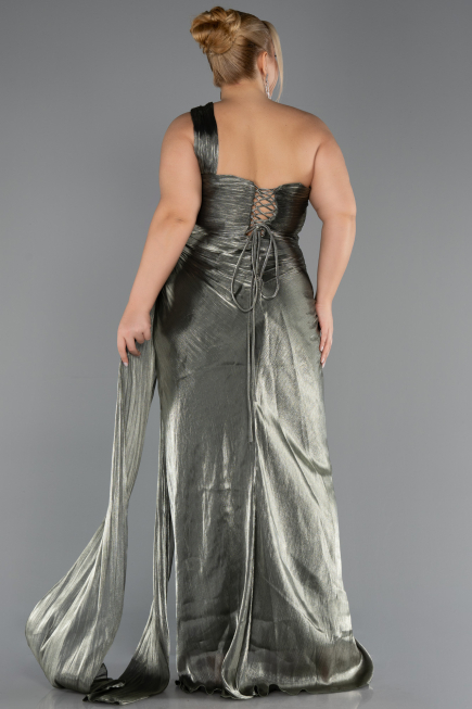 Long Olive Drab Chiffon Plus Size Evening Dress ABU6631
