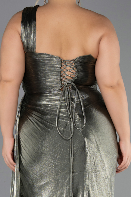 Long Olive Drab Chiffon Plus Size Evening Dress ABU6631