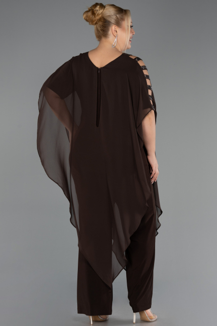 Brown Chiffon Formal Plus Size Dress ABT080