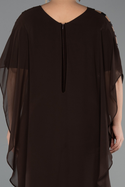 Brown Chiffon Formal Plus Size Dress ABT080