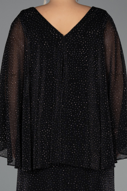 Long Black Stony Plus Size Evening Dress ABU6653