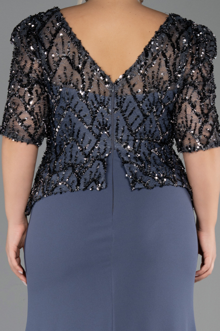Long Anthracite Oversized Evening Dress ABU6618