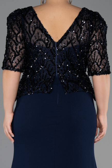 Long Navy Blue Oversized Evening Dress ABU6618