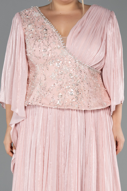 Long Powder Color Chiffon Plus Size Evening Gown ABU6619