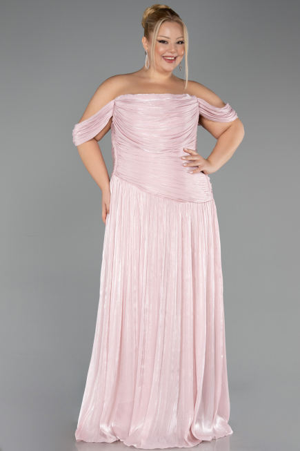 Long Powder Color Chiffon Plus Size Evening Gown ABU6603