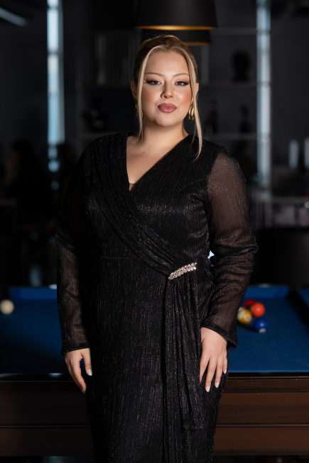 Long Black Plus Size Evening Gown ABU6609