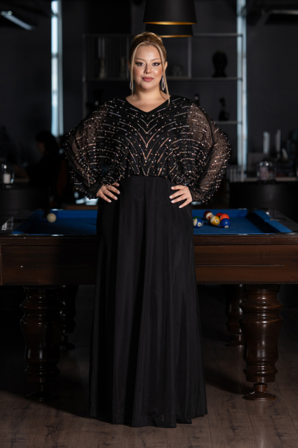 Long Black Plus Size Evening Gown ABU6611