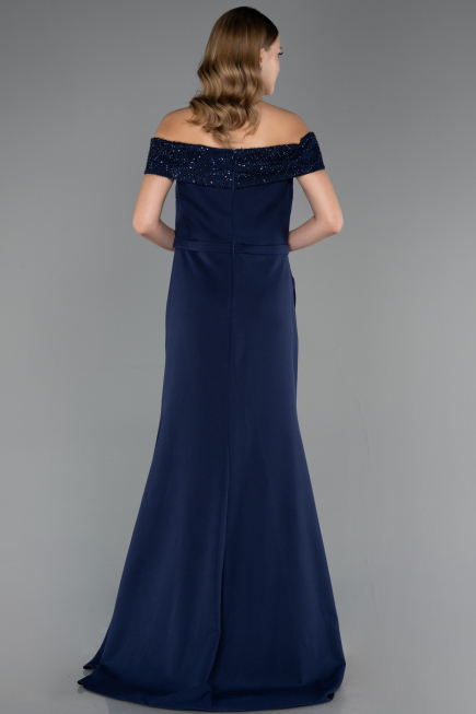 Long Navy Blue Formal Plus Size Dress ABU6103