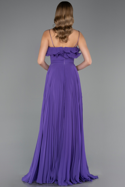 Purple Strapless Long Chiffon Prom Gown ABU4866