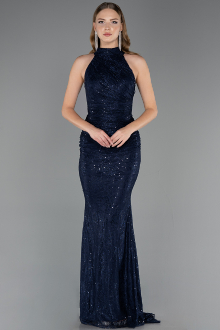 Long Navy Blue Dantelle Evening Dress ABU6084