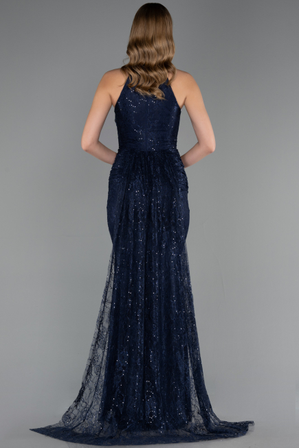 Long Navy Blue Dantelle Evening Dress ABU6084