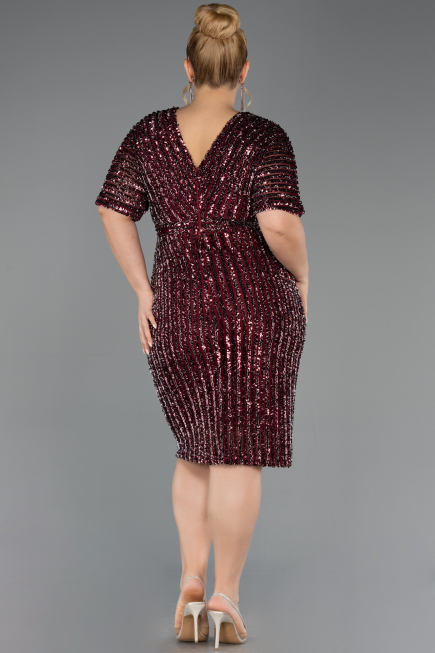Midi Burgundy Plus Size Cocktail Dress ABK2704