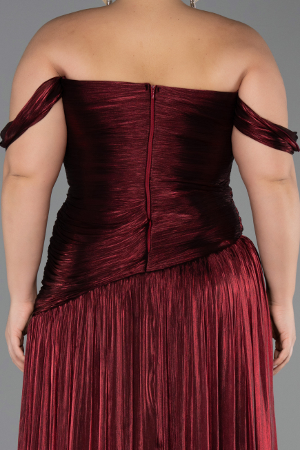 Long Burgundy Chiffon Plus Size Evening Gown ABU6685