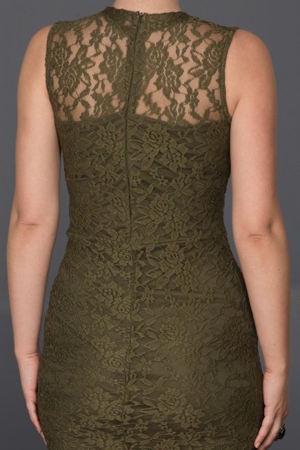 Haki Mini Dantelli Elbise ES3574